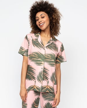Lea Womens Leaf Printed Jersey Pyjama Top - 28