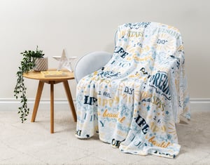 QE Home BeaYOUtiful Throw in Life Is Beautiful, Scenic, GRS Certified, Blue