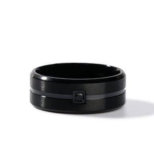 Jeulia Solitaire Black Stainless Steel Men's Band