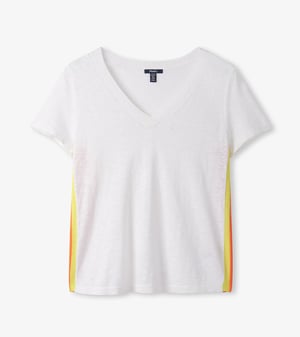 V-Neck Knit Tee - White