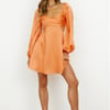 Done With You Satin Dress Orange