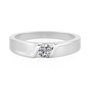 Jeulia Bypass Round Cut Wedding Ring for Men Sterling Silver