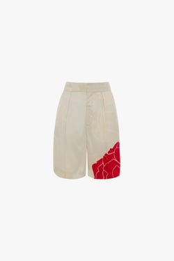 Victoria Beckham Tailored Shorts In Red Floral Print - 14 - Womens