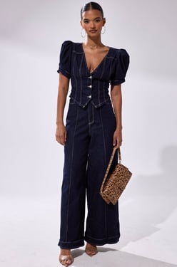 AKIRA Chic Af Denim Jumpsuit | Size Small