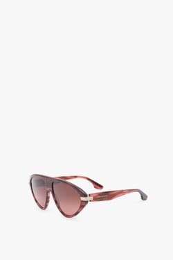 Victoria Beckham Visor Sunglasses In Striped Wine - ONE SIZE - Womens