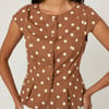 Brown Polka Dot Tailored Top