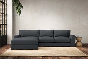 nkuku Guddu Left Hand Chaise Sofa | Make To Order | Medium | Recycled Cotton Thunder