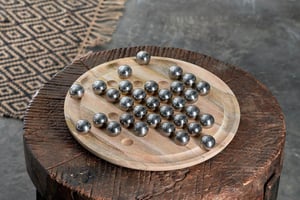 nkuku Mango Wood Giant Solitaire Board | Gifting | Brown | Mango Wood & Steel