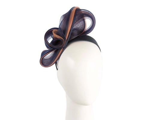 Navy & nude crinoline bow fascinator by Fillies Collection