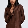 AKIRA Palermo Button Down Top | Brown | Size XL
