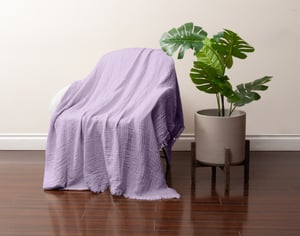 QE Home Muslin Gauze Throw in Violet, Purple
