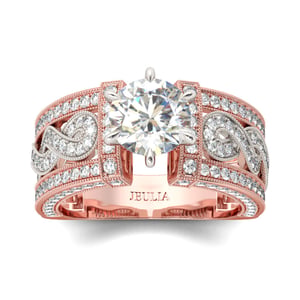 Jeulia Two Tone Twist Round Cut Sterling Silver Ring