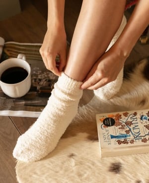 Ivory Fluffy Socks - ONESIZE