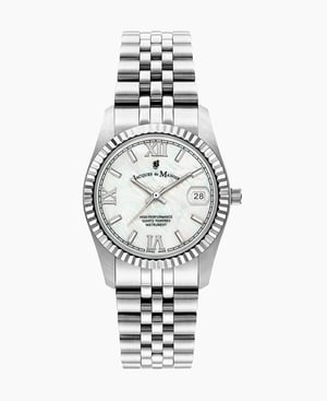 Inspiration Roman 34mm Three-hands Date Silver-tone White dial Stainless steel swiss watch - 34 mm