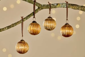 nkuku Betini Baubles Set Of 4 | Christmas Decorations | Gold