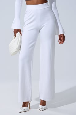 AKIRA Get Cozy With Me Wide Leg Pants | White | Size XL