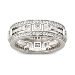 Jeulia Split Shank Princess Cut Sterling Silver Men's Band