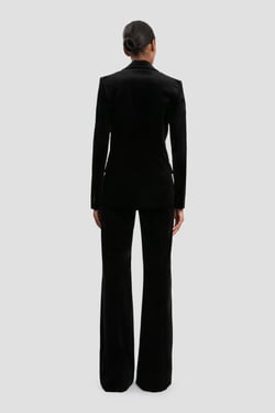 Victoria Beckham Tailored Jacket In Black Velvet - 14 - Womens
