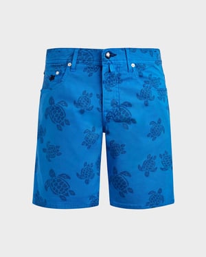 Vilebrequin - Men Bermuda Shorts Resin Print Ronde Des Tortues - Bermuda - Garonne - Blue - Size 38