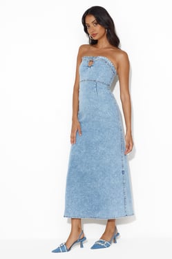 Choice Is Yours Strapless Maxi Dress Denim