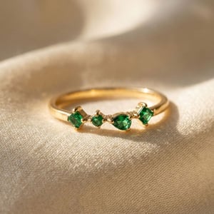 Minimalist Emerald Gemstone May Birthstone Adjustable Gold Vermeil Ring