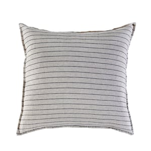 Blake Striped Linen Euro Sham   Flax /  Midnight