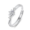 Jeulia Simple Round Cut Three Stone Sterling Silver Adjustable Ring