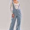 AKIRA Hamptons Striped Carpenter Overalls | Size Medium