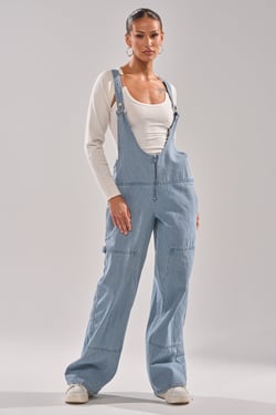AKIRA Hamptons Striped Carpenter Overalls | Size 1X