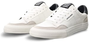 Jack & Jones Mens Faux Leather Logo Sneakers - White / White - 45