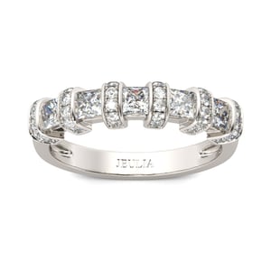 Jeulia Art Deco Princess Cut Sterling Silver Women's Band