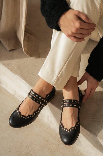 Remy Dual Strap Leather Ballet Flats