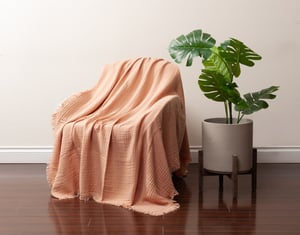 QE Home Muslin Gauze Throw in Clay, Orange