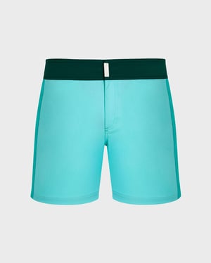 Vilebrequin - Men Stretch Swim Shorts Flat Belt Color Block - Swimwear - Merle - Blue - Size XXXL