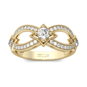 Jeulia Gold Tone Infinity Round Cut Sterling Silver Women's Band