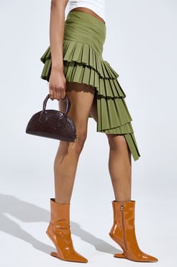 AKIRA Azalea Wang Glacielle Patent Nude Wedge Bootie | Size 10