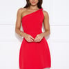 With Flair One Shoulder Mini Dress Red