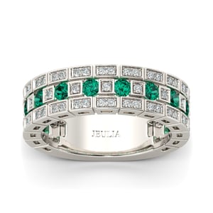 Jeulia Vintage Round Cut Sterling Silver Women's Band