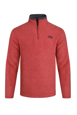 Weird Fish Newark 1/4 Zip Grid Fleece Barberry Red Marl Size M