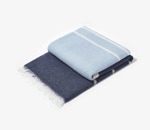 Cashmere Stripe Throw - Slate Blue