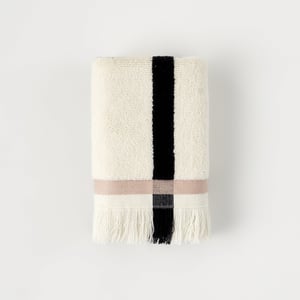 Ella Striped Cotton Hand Towel - Cream
