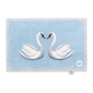 Swan 1 Blue Washable Bath Mat - 50x75cm