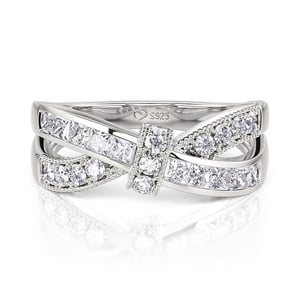 Jeulia Bow Crossover Women's Wedding Band Sterling Silver