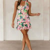Sunset Palms Halter Mini Dress Pink