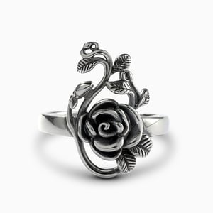 Jeulia "Gothic Rose" Flower Sterling Silver Ring