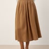 100% Linen Pleated Side Button Skirt LILITH - Caramel / M