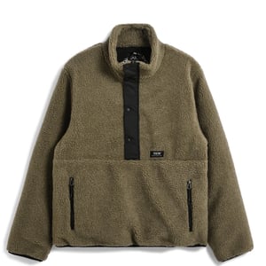 Taion Womens Pull Over Boa Hi Neck Jacket Dark Beige / Black