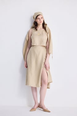 Breezy Summer Set in Neutral Beige - Neutral Beige / 3XL