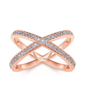 Jeulia X Shape Crossover Sterling Silver Ring
