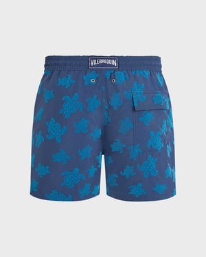 Vilebrequin - Men Swim Shorts Flocked Ronde Des Tortues - Swimwear - Moorea - Blue - Size XXXL